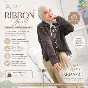 Review Ribbon Shirt Kemeja Tali Pita Wanita, Feminin dan Stylish